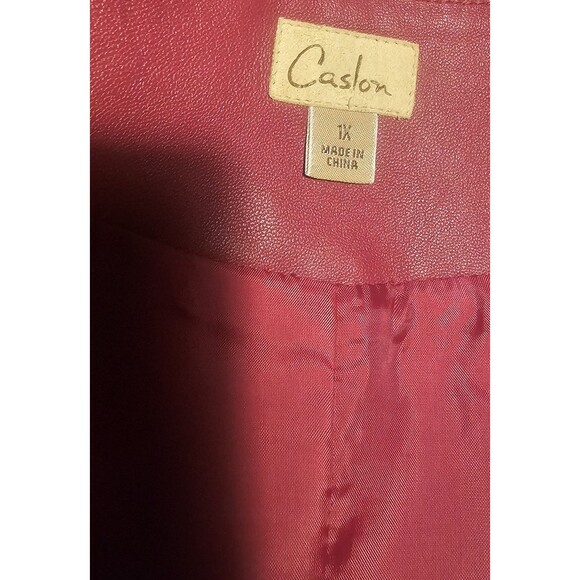 Caslon Women's Genuine Lamb Skin Red Soft Double Zipper Closure Pocket Vest 1X - Picture 8 of 13